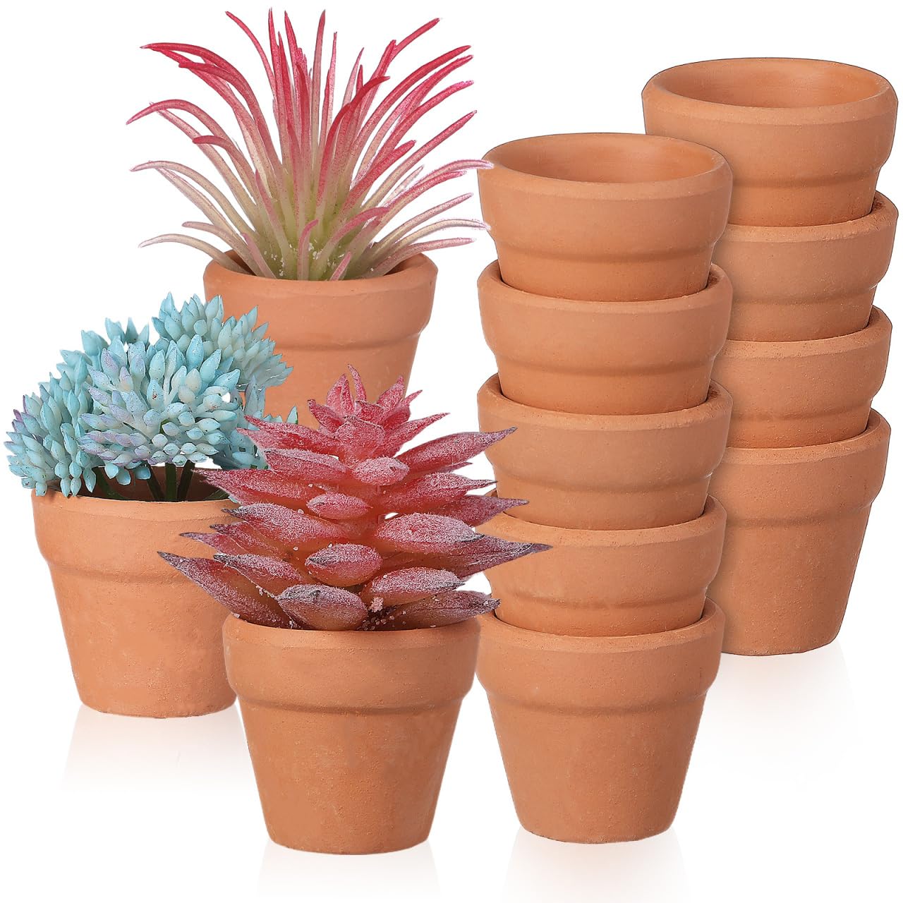 Didiseaon 12 Pcs Mini Terracotta Pots, Small Clay Ceramic Planter, Tiny Succulent Flower Container with Drainage Hole for Indoor Plants Crafts