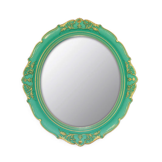 YCHMIR Vintage Decorative Wall Mirror 14.8 x 13.1 Inch Oval Mirror （Green）