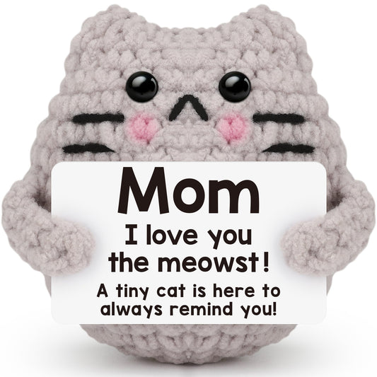 tGifGLonyi Mothers Day Crochet Cat Gifts for Mom from Daughter Son Cute Birthday Gift for Moms Mother Mama, Love You Best Moms Ever Gift for Mother's Day Decoration