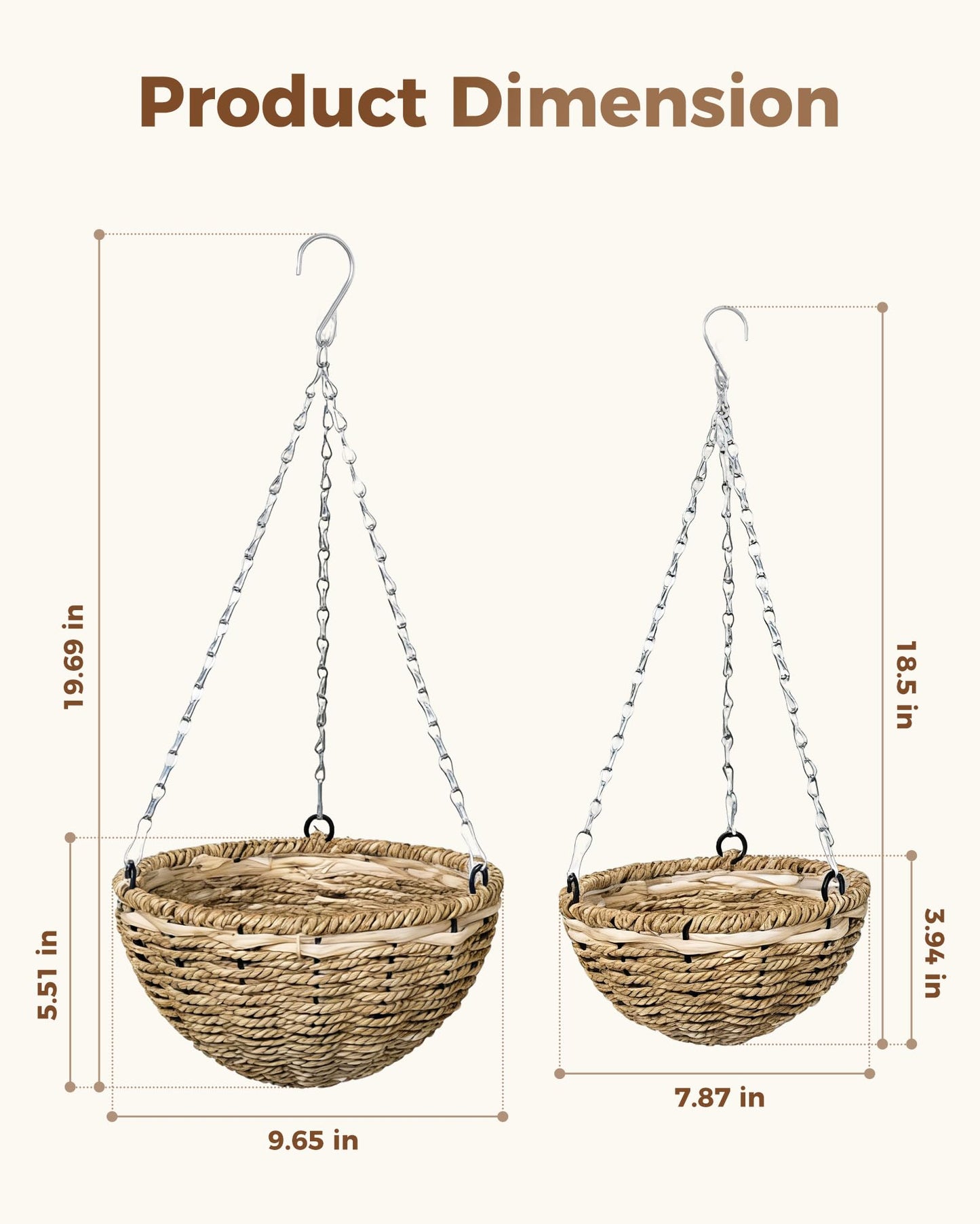 Leaf&lull Macrame Plant Hanger Hanging Basket with Metal Frame Plant Hanger Hanging Planters for Indoor Plants for Patio Garden Boho Home Decor Vertical Planters 2 Pack