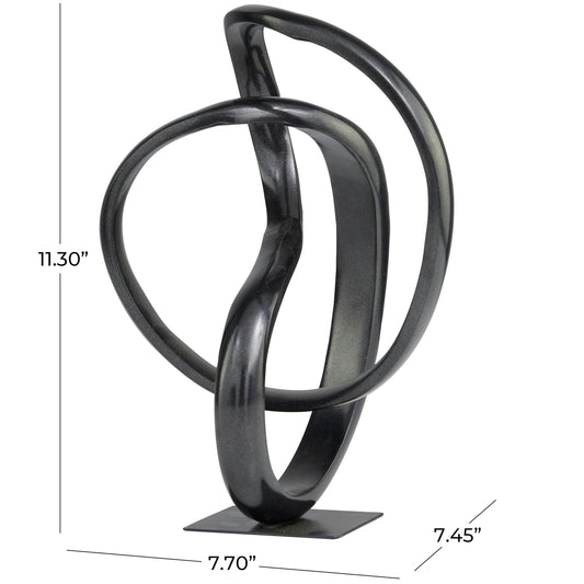Deco 79 Aluminum Metal Abstract Decorative Sculpture Home Decor Statue, Accent Figurine 8" x 7" x 11", Dark Gray