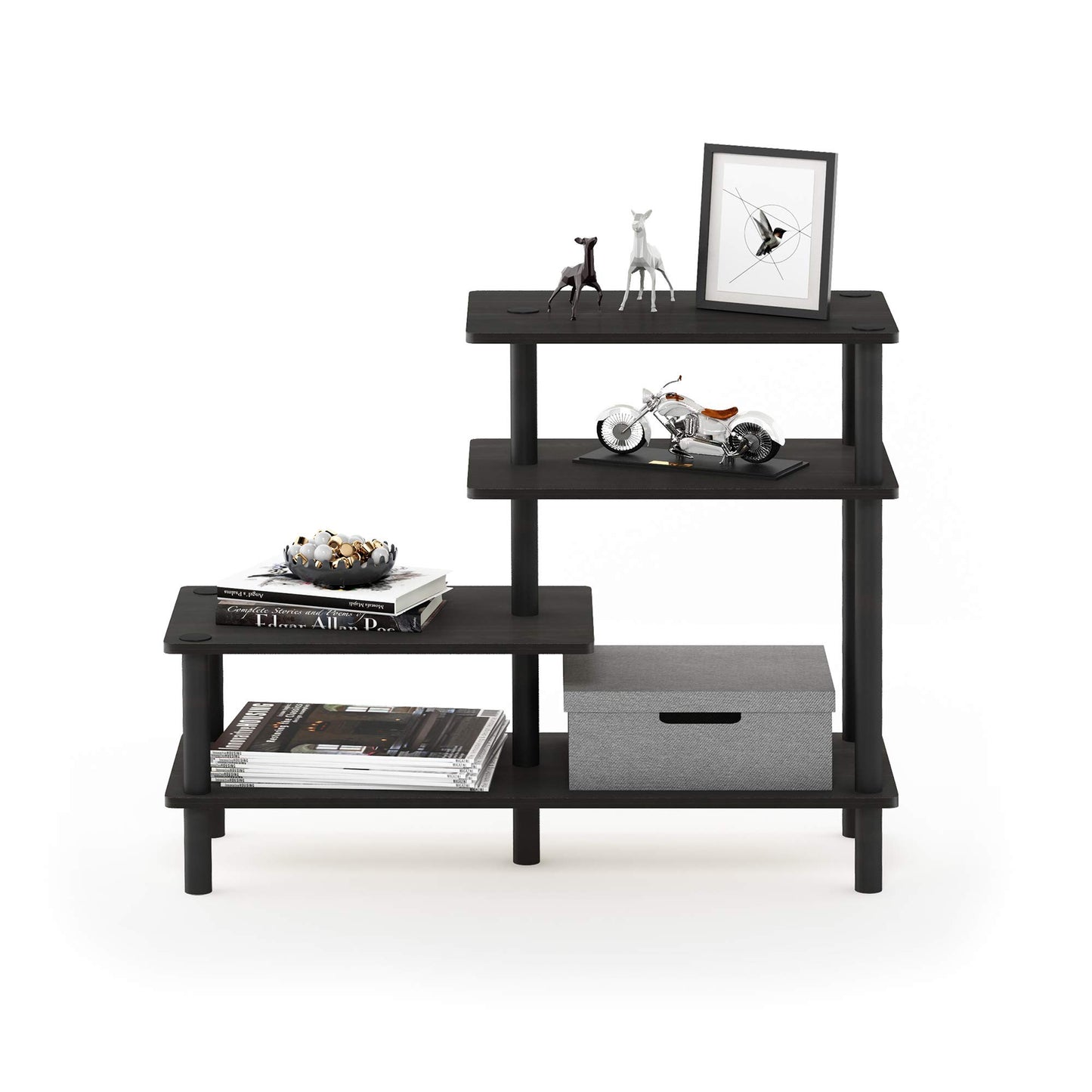 Furinno Ladder Bookcase Display Shelf, 5-Tier, Espresso