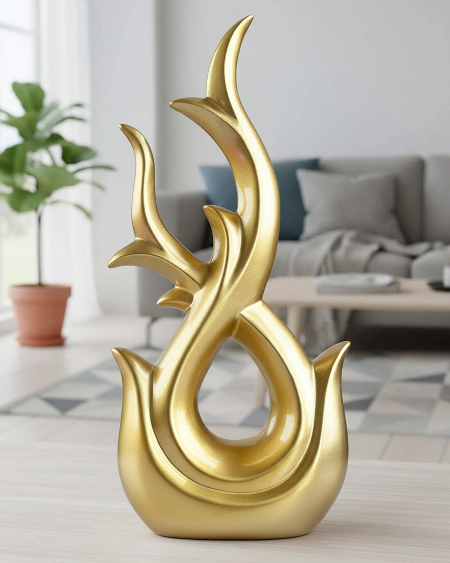 Brillantreal Gold Abstract Art Resin Tree Branch Statue - 12 Inch Luxury Decorative Sculpture for Living Room, Dining Table, Bookshelf & Office Decor