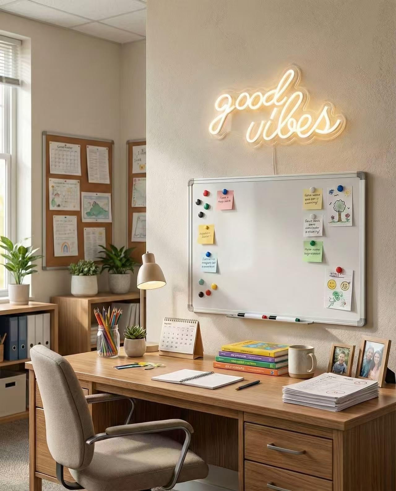 DECANIT Good Vibes Neon Sign Warm White, Boho LED Light for Wall Decor, Living Room, Wedding, Engagement Party, USB Powered 3D Art Holiday Gift, 16.1x8.3 Inch