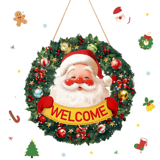Christmas Wooden Door Hanging Sign, Merry Christmas Wreath Wooden Doors Decorations for Front Door Hanger Sign Wall Signs, Party Supplies, welcome Wood Door Sign for Indoor Outdoor Yard Home Wall Tree Xmas