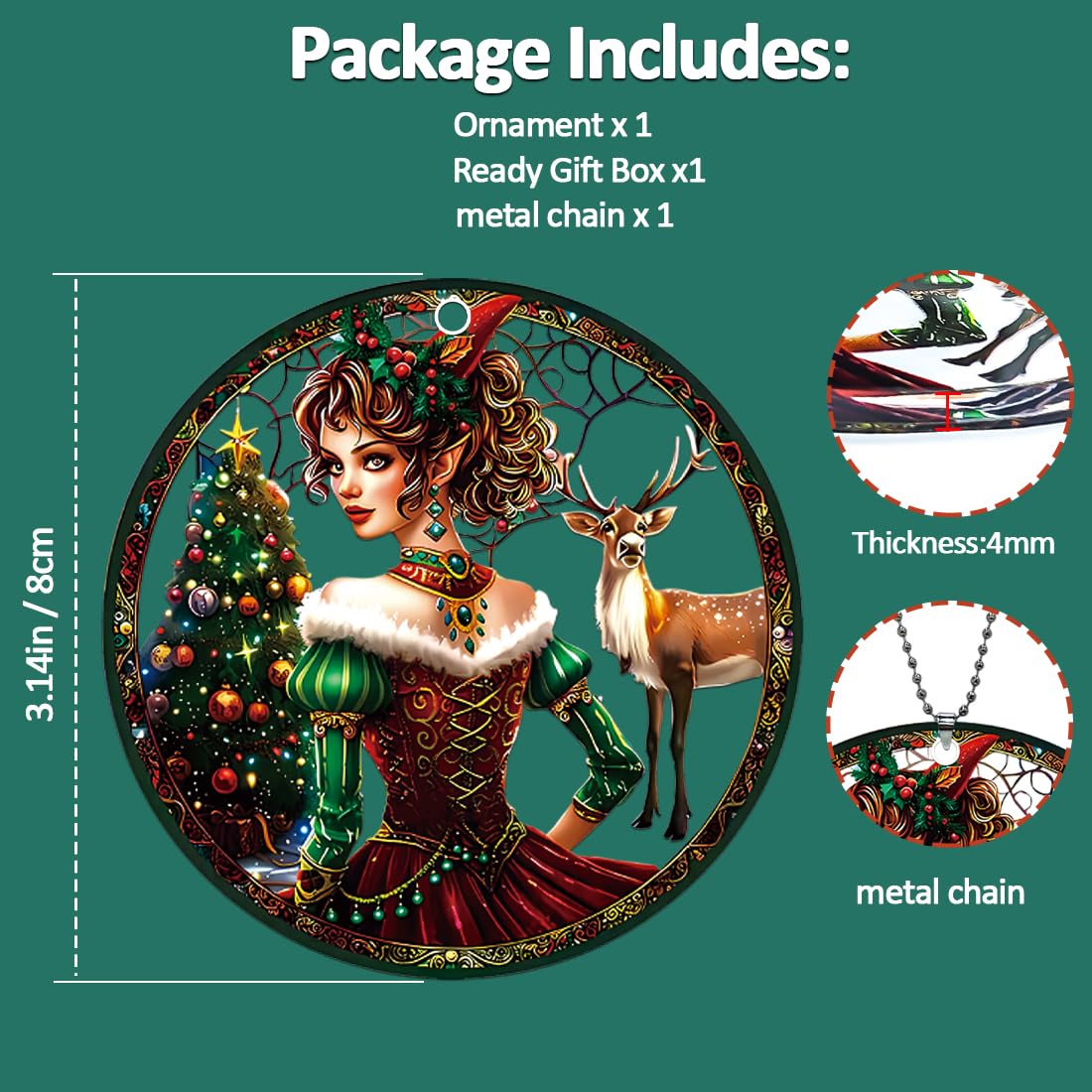 Elf Ornament, Women & Deer Ornaments for Christmas Tree, Beautiful Elf Christmas Decor, Funny Christmas Ornaments Exchange Ideas