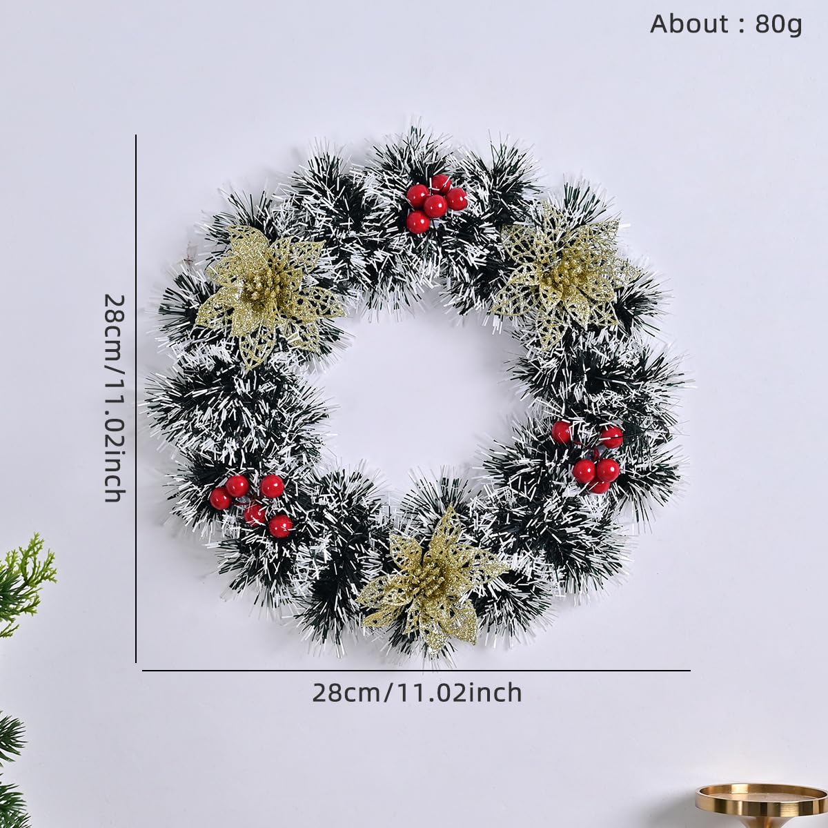 Christmas Wreath for Front Door, Pinecone Ornaments Wreath for Winter Tree, Holiday Party Decorations