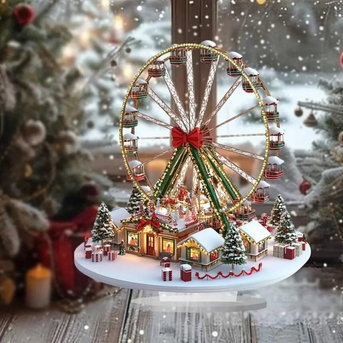 Christmas Ferris Wheel Acrylic Desktop Decoration, Suitable for Home Décor in Living Room or Office. Idea Gift Choice: Halloween, Christmas, Birthday, Anniversary, Valentine's Day, Celebrations