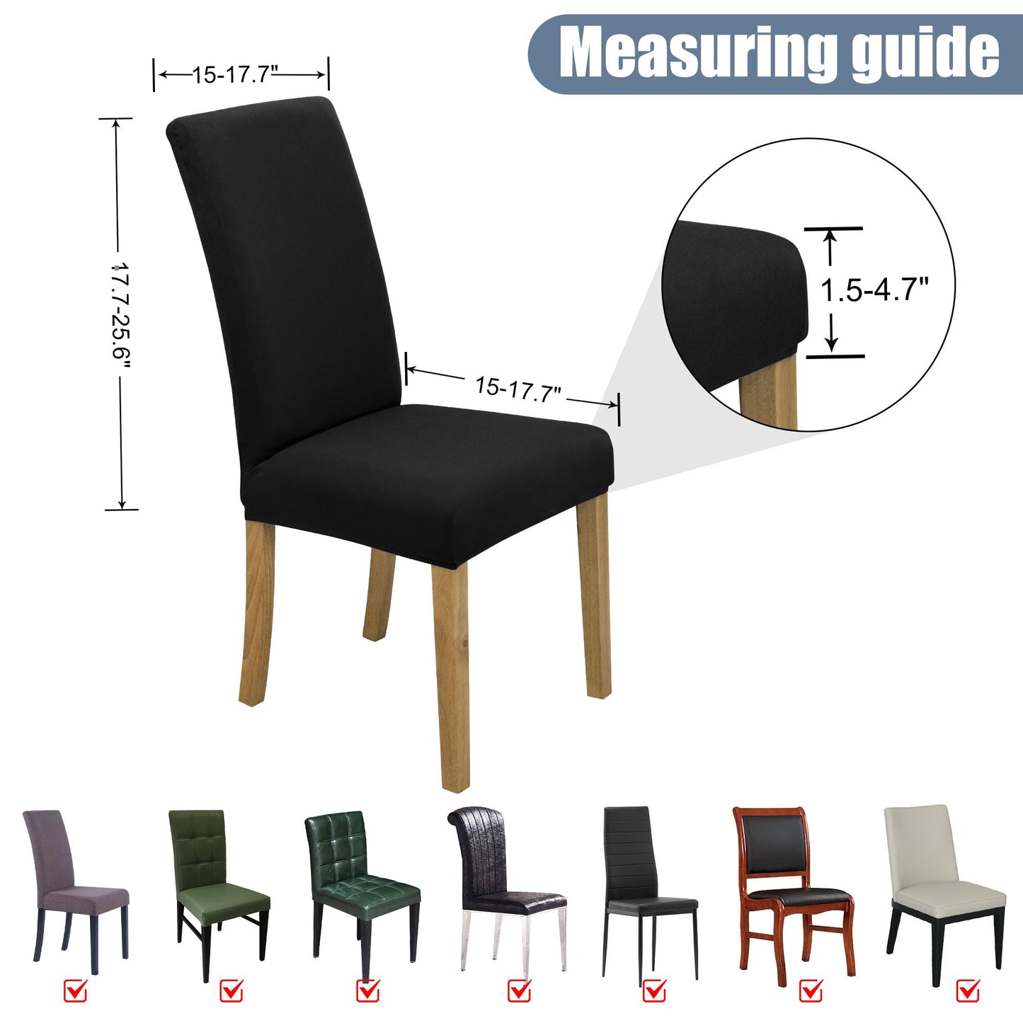 BIETYONE Chair Covers,Dining Room Chair Covers Set of 6,Stretch Kitchen Chair Cover,Washable Dining Chair Cover,Parsons Chair Slipcovers Protective,for Home,Restaurant,Banquet
