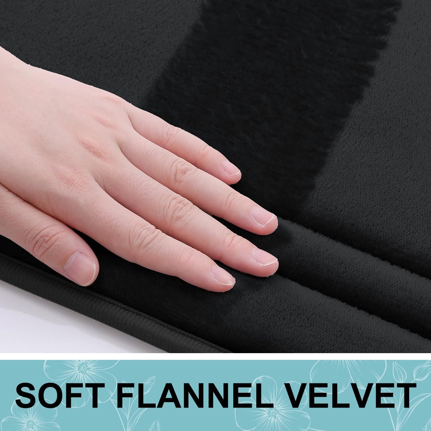Grandaily Memory Foam Bath Mat Rug 30x20, Ultra Soft, Non-Slip and Absorbent Bathroom Rugs, Machine Wash Dry, Comfortable Bath Carpet for Bathroom Floor, Tub and Shower, Black