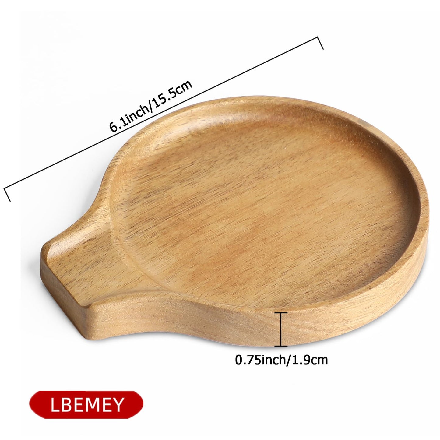 LBEMEY Acacia Wood Spoon Rest For Stove Top- Smooth Round Wooden Spoon Holder For Kitchen Counter with Non Slip Silicone Feet, Perfect Holder For Spoons,Spatulas and Tongs (Brown)