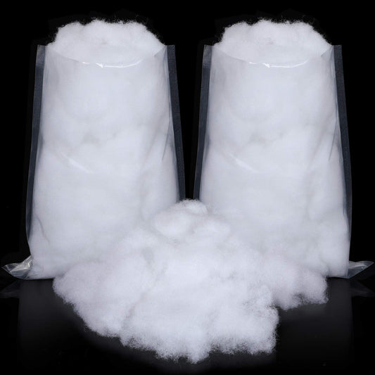 Sumind 2 Bags Fake Snow Decoration Fluffy Artificial Cotton Fiber Fluffy Fake Clouds Soft Blanket for Crafts Mantle Village Christmas Winter Indoor Home Decoration(White)