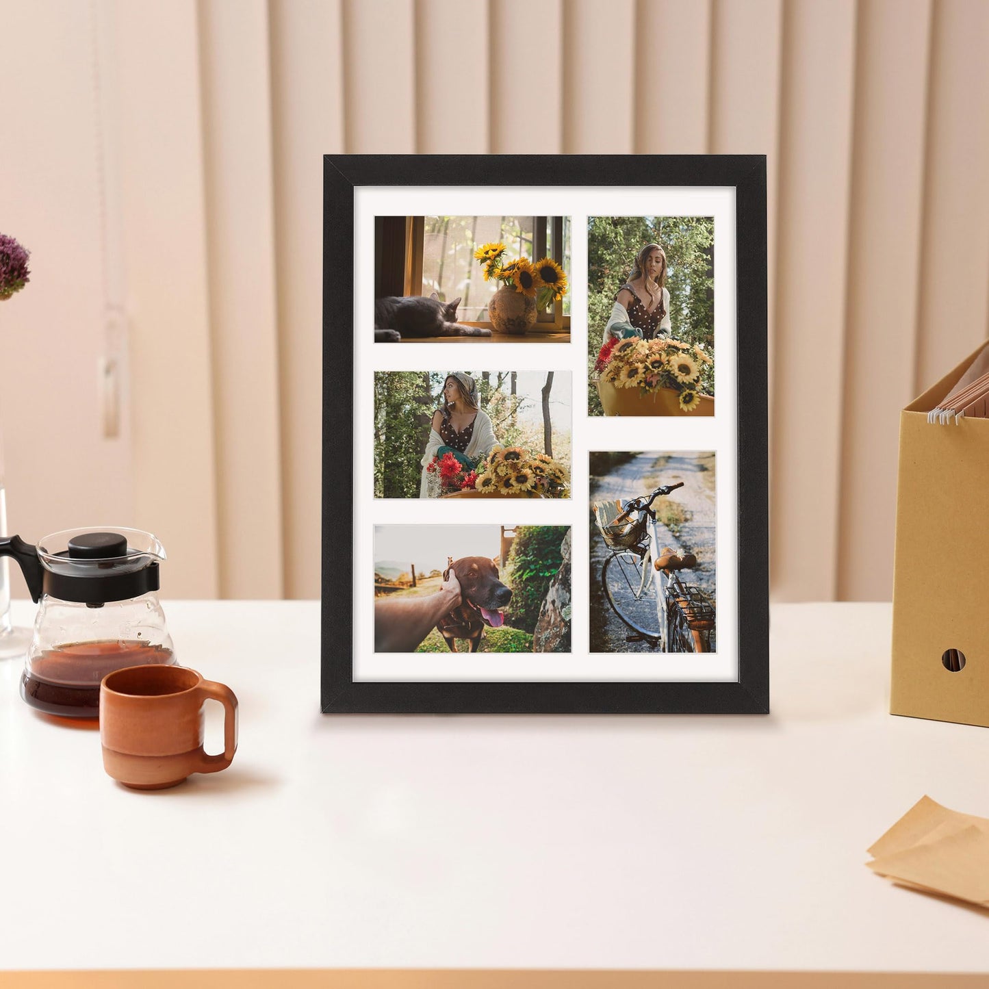 DUENPY 11x14 Collage Picture Frame, 4x6 Collage Picture Frame, Displays Five 4x6 inch Photos, or 11x14 (Without Mat) Wall Decor Wall Hanging or Tabletop, Black.