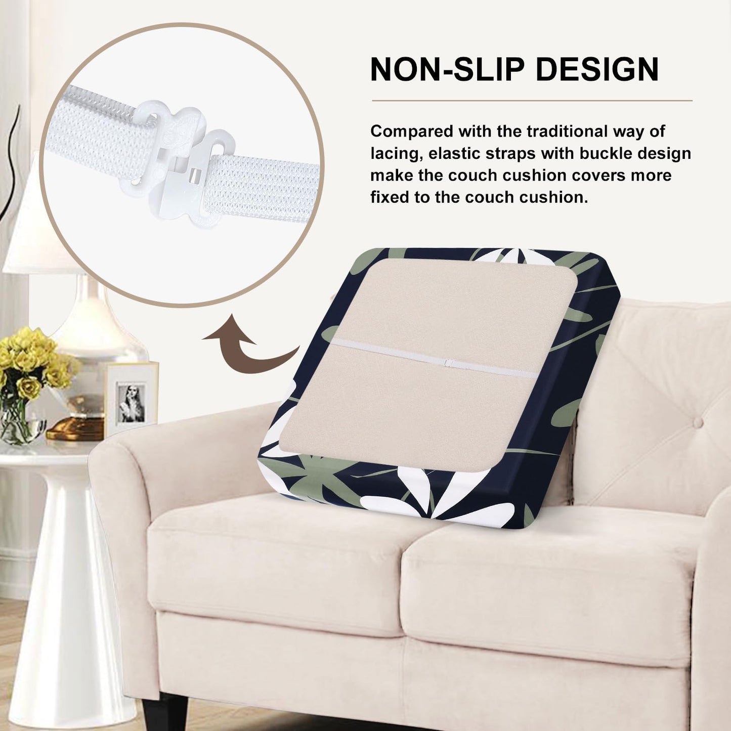 SearchI Stretch Printed Sofa Couch Cushion Covers Replacement Chair Cushion Slipcovers Sofa Seat Cover Furniture Protector Sofa Slipcover Soft with Elastic Bottom(Small,Leaf Dance)