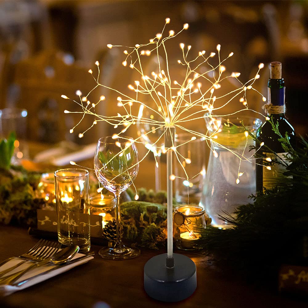 Chims Firework Centerpiece Lights,120 LED Fairy Light Banquet Table Centerpiece Lighting Decoration Star Pyrotechnics, Battery Operated Spirit Tree with Remote, for Dinner Indoor Christmas Party Decor