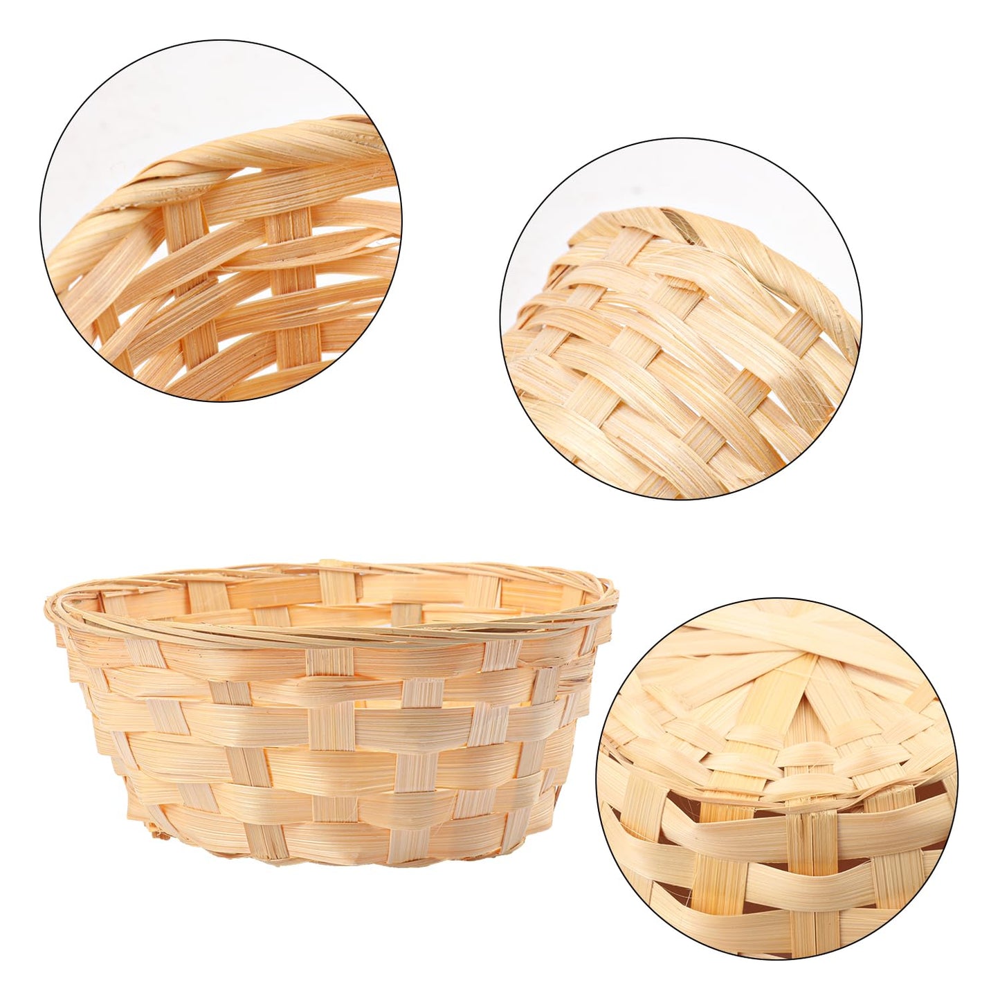 Geytetqi 15 Pack 8 Inch Bamboo Woven Basket, Round Bamboo Woven Fruit Baskets for Kitchen, Restaurant, and Holiday Decor