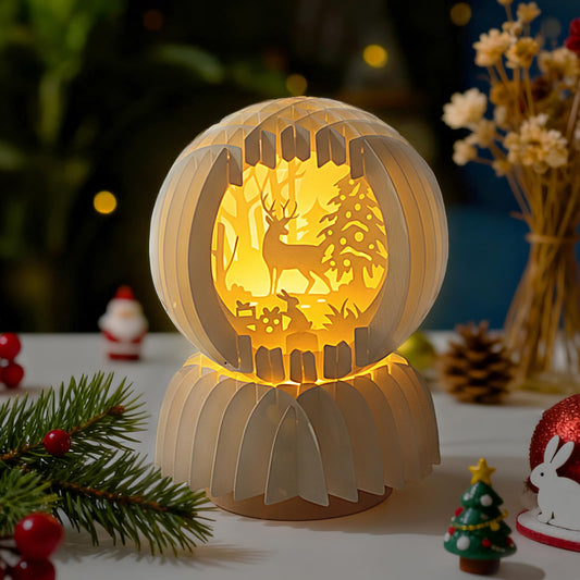Glooglitter Lighted Christmas Scene Tabletop Decor, Light up Winter Forest with Deer Christmas Tabletop Decoration with LED for Mantel, Indoor, New Year, Gifts for Mom, Sister, Teacher, Family