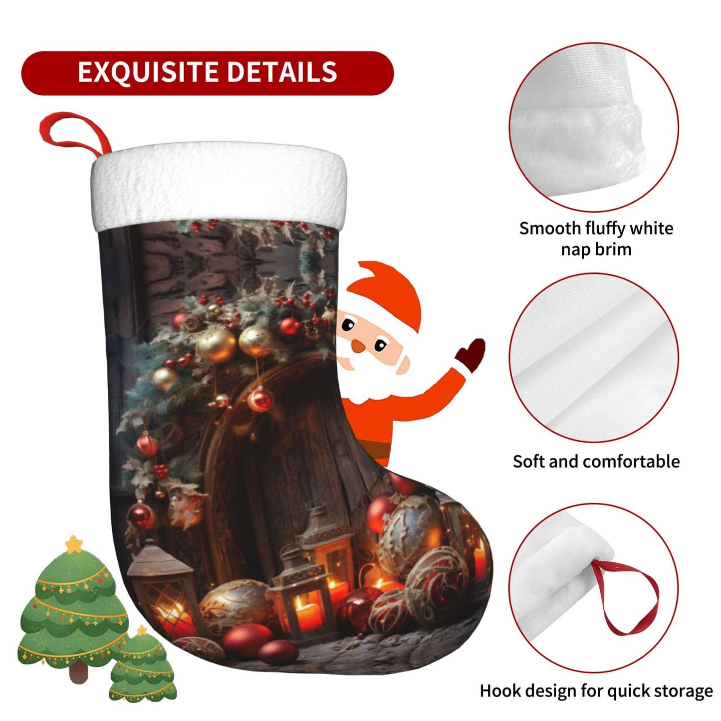 MYHSZTAH Christmas Decoration. Print Novelty Joyful Season Decorative Socks,Festive Ornament,Traditional Christmas Socks
