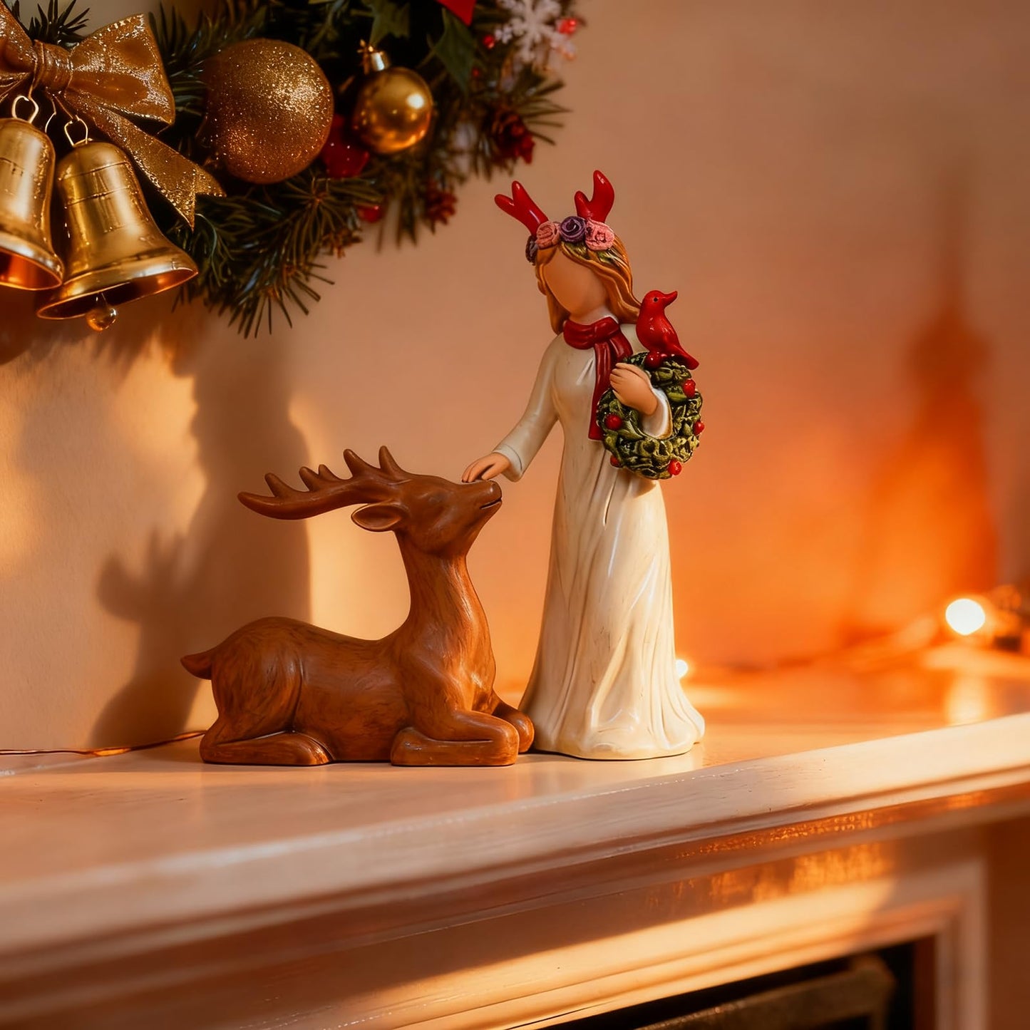 LRNIOT Reindeer Christmas Decor Indoor Deer Christmas Decor Reindeer Figurines Decoration