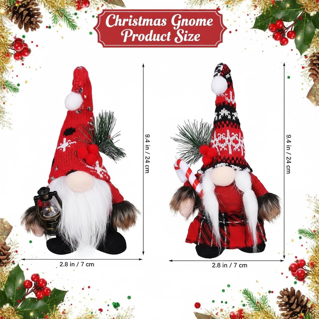 JOINPAYA 2Pcs Christmas Gnomes Decorations: Plush Couple Elf Santa Gnomes Doll for Xmas Home Tabletop Ornaments Holiday Party Gifts