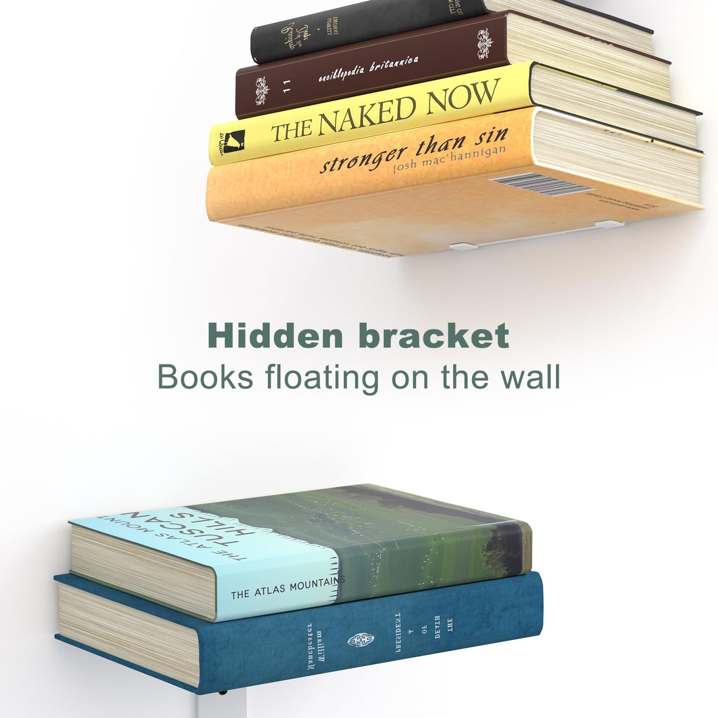 Mefirt Invisible Floating Bookshelves for Wall, 6 Tier Vertical Spine Book Tower, Heavy Duty Floating Book Shelves Metal Book Organizers for Home Office, 3 Pack(White)