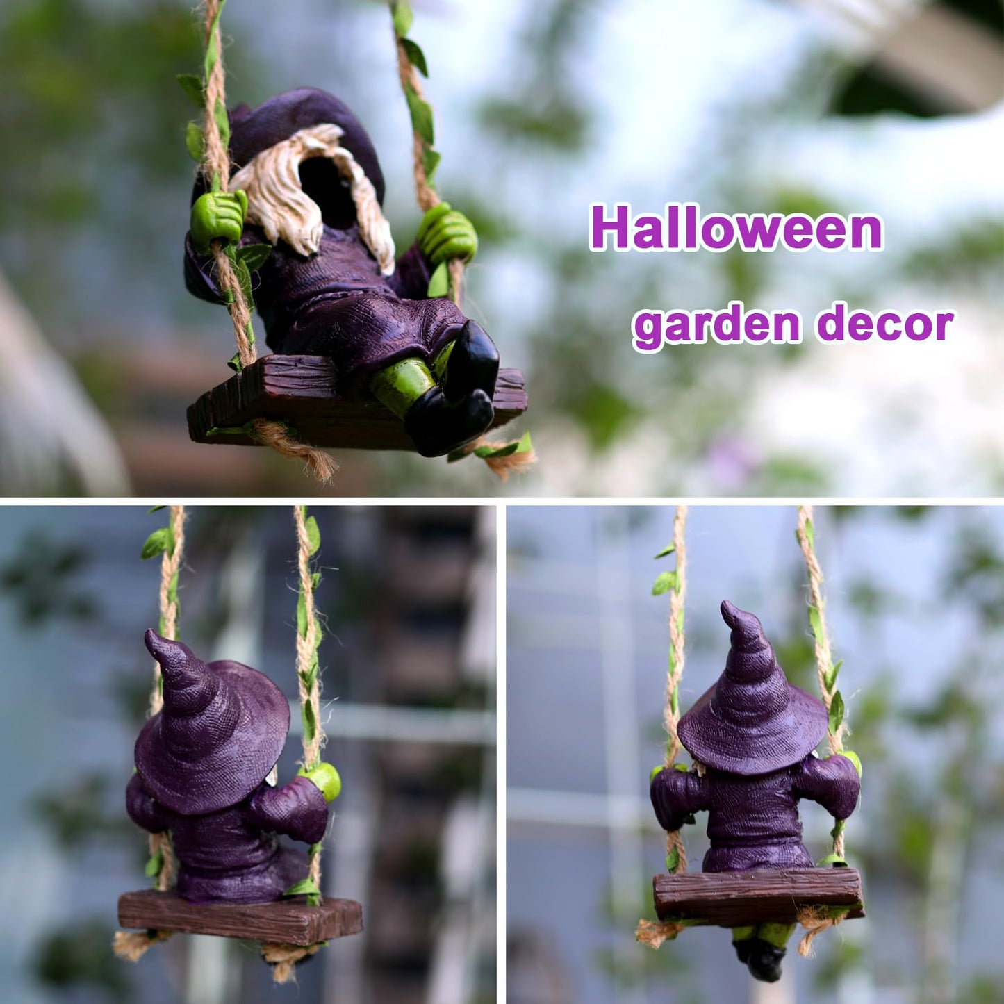 Garden Gnome on Swing Statue Decoration Figurine Ornament for Indoor Outdoor Home Patio Yard Lawn,Gift for Mom