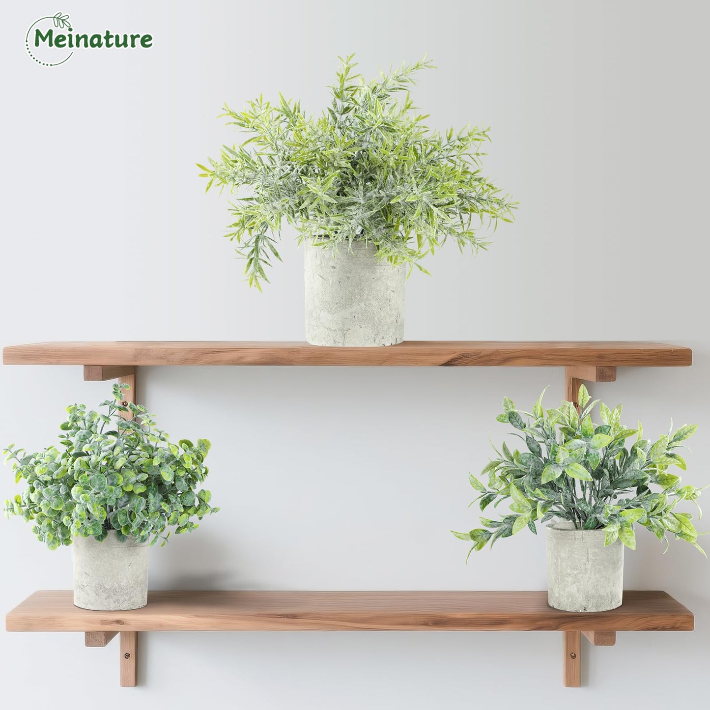 Meinature 3 Pack Life-Like Potted Fake Plant, Artificial Plants Indoor, Artificial Frost-Hung Green Plants，No Need for Maintenance，Suitable for Desktop or Shelf Decoration in Homes and Offices