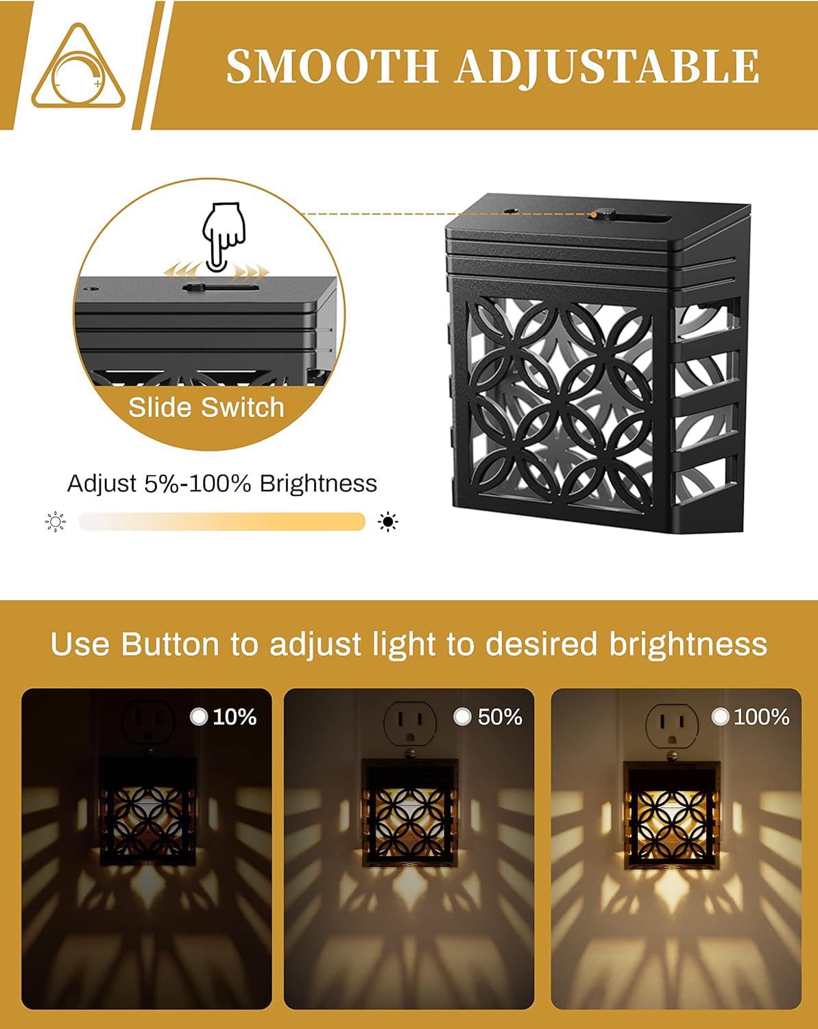 DORESshop Plug in Night Light [2 Pack], Night Lights Plug Into Wall, Dusk to Dawn Sensor Night Lights, Adjustable Brightness, Decorative Nightlight for Bathroom, Hallway, Stairway, Soft White