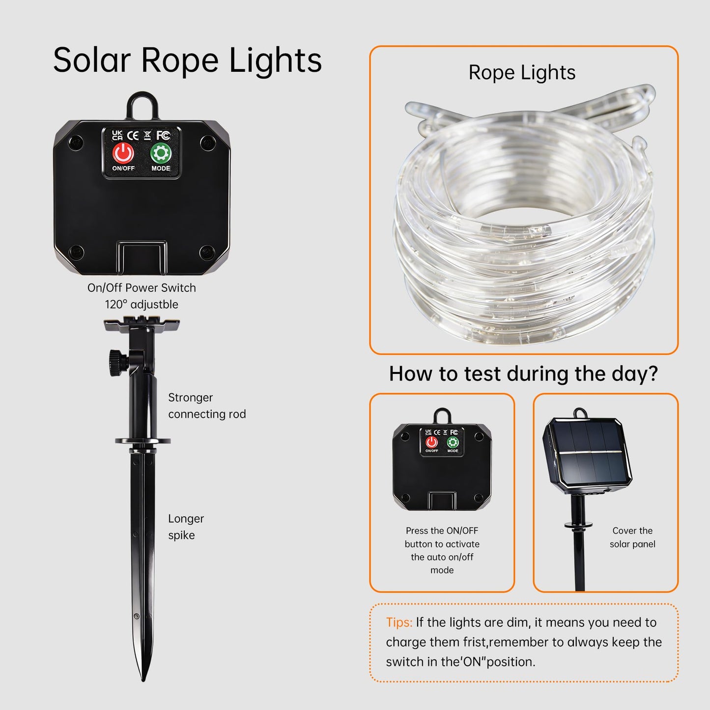 BANBANJO Solar Rope Lights for outside, 66ft 200 LED Solar string Lights with 8 Modes, Waterproof Solar Outdoor Light for Patio Garden Party Tree Porch Pool Fence Outdoor Holiday Xmas Decor-Warm White