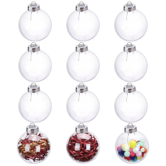 LYLYFAN 12 Pack Clear Plastic Fillable Ornament Ball 2.36''/60mm for Christmas,Holiday, Wedding,Party,Home Decor