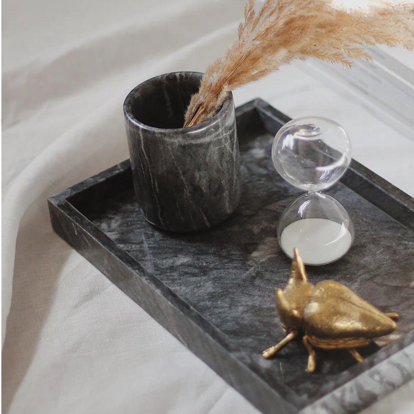 Natural Marble Tray, Stone Tray for Bedroom/Bathroom/Kitchen/Vanity Countertop, Jewelry Tray for Rings Earrings Necklace Bracelet Watch, Room Decor Aesthetic