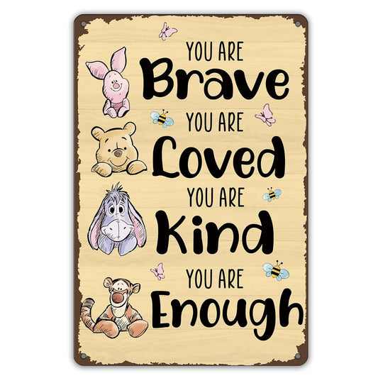 Cute Inspirational Vintage Pooh Metal Sign, Nursery Wall Art Hanger Decor, Pooh Poster Decorations, Pooh's Educational Wall Art for Classroom Wall, Kid's Rooms, Living Rooms,12x16 Inch
