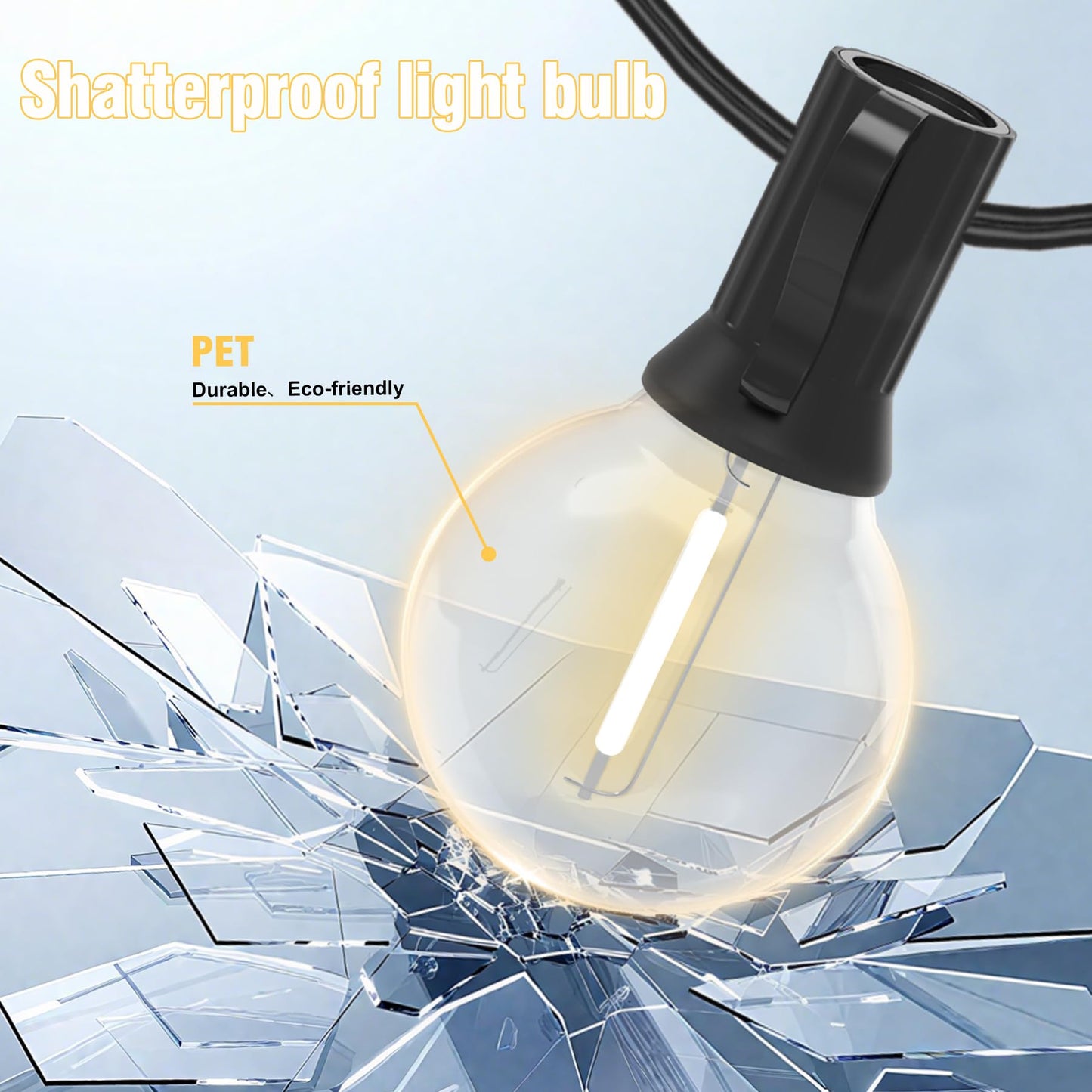 UOLOB ‌Outdoor String Lights 25FT, Waterproof Patio Lights with 12+1 G40 Shatterproof Bulbs, Connectable Hanging Outdoor Lights for Backyard, Garden, Porch, Gazebo, Party Decor