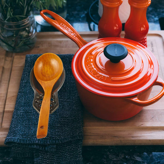 JOGREFUL Spoon Rest, Cast Iron Spoon Holder for Cooking/Stove Top/Kitchen Counter, Heat-Resistant Utensil Rest for Spoons/Ladles/Tongs, Housewarming Vintage Decor, Classic Style, Coffee Gold