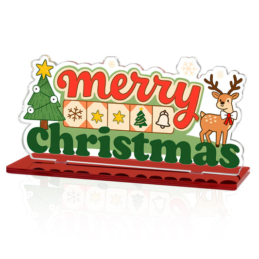 OZUEMUL Merry Christmas Acrylic Plaque Sign Christmas Decorations Indoor Table Decor Xmas Decoration for Home Kitchen Holiday Decoration for Home Room Xmas Gifts for Friends Coworkers