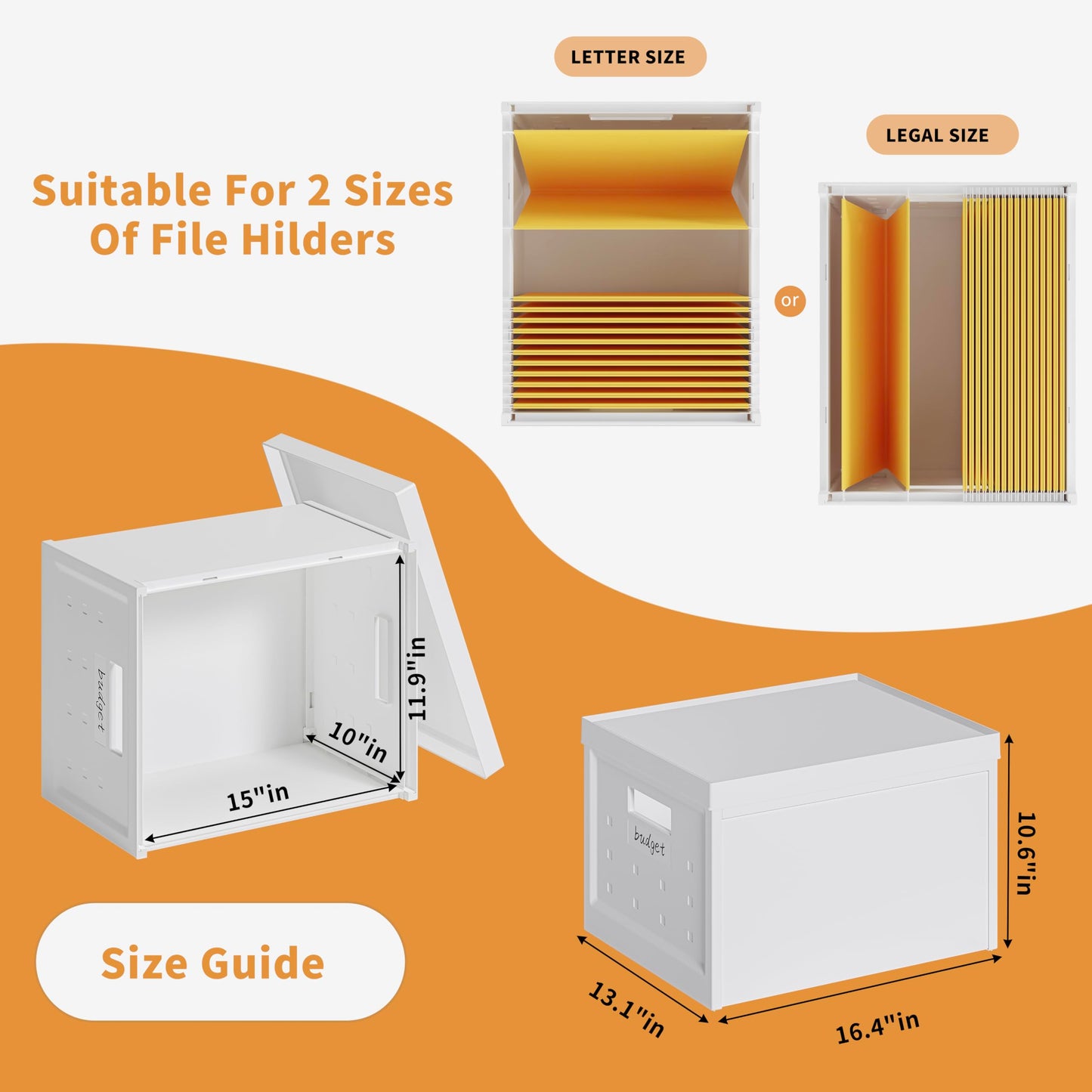 Seseno File Organizer File Box with Lid, Universal Hanging File Organizer, Letter/Legal Size File Folder Box, 2 Pack Plastic Office Document Filing Storage Bin