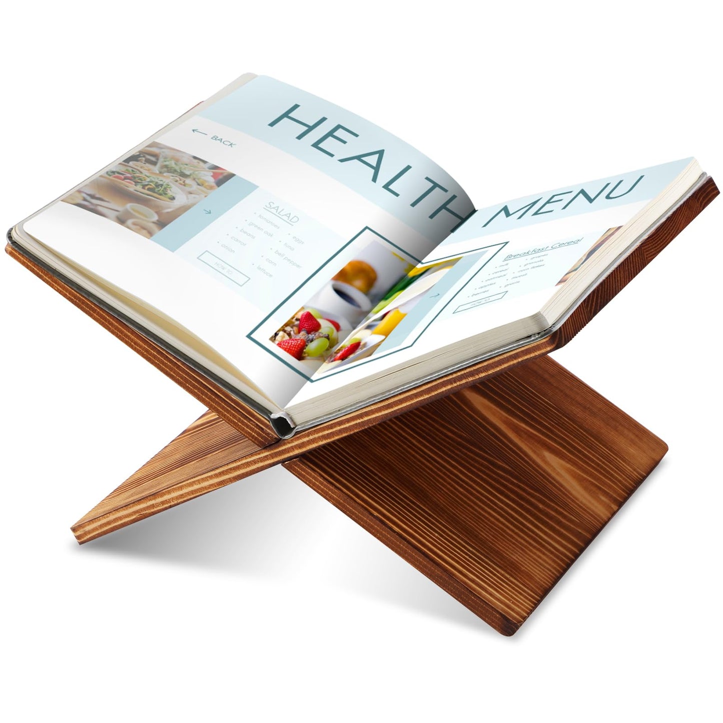 Geetery Book Stand Book Holder for Display Reading Textbook Holder Open Display Stand for Open and Closed, Cookbook, Magazines, Textbooks, Recipe(Dark Brown)