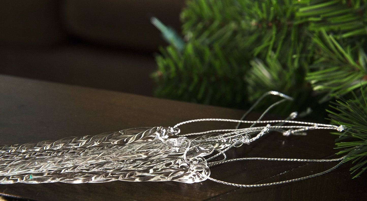 Kurt Adler 3.5-5.5 Inch Clear Glass Icicle Ornament Set of 24 Pieces