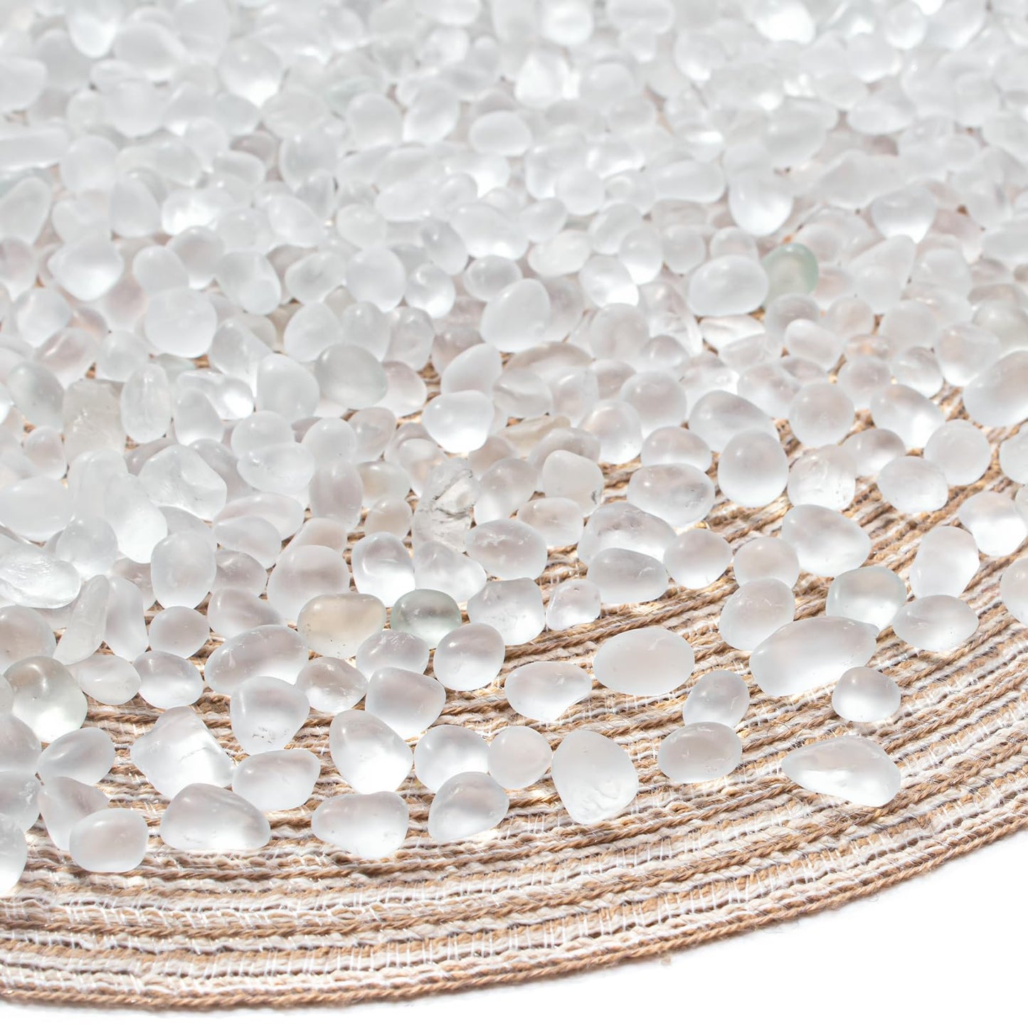 Keedolla 0.5 Lb White Frosted Sea Glass Stones Fish Tank Rocks Gravel Aquarium Glass Pebbles Marbles Gemstones for Vase Fillers, DIY Crafts, and Home Decor