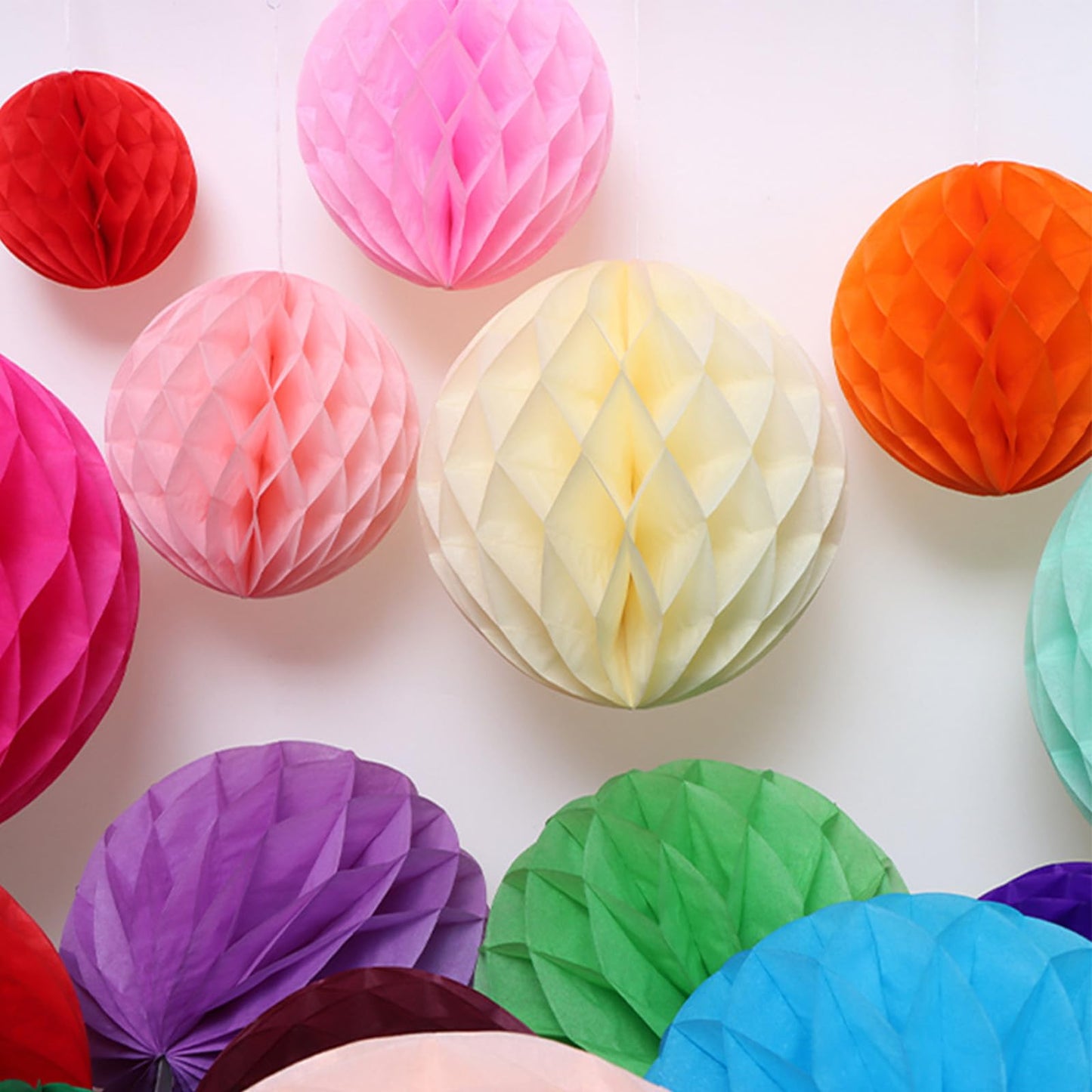 GAKA 12Pcs Green Hanging Honeycomb Balls Decorations, Tissue Paper Pom Poms for Wedding Birthday Party Decor(6" 10")
