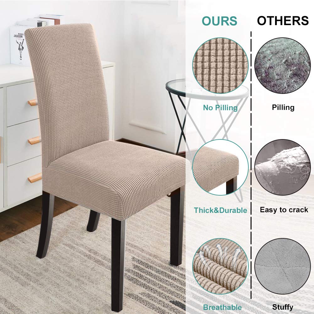 Dining Chair Covers Stretch Chair Cover Parsons Chair Slipcover Chair Covers for Dining Room Set of 2, Khaki