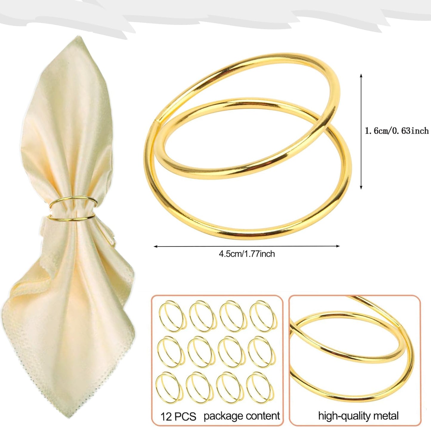 Gold Napkin Rings-12 PCS Metal Spiral Napkin Rings(Spiral) Napkin Holders Buckles for Family Dinner, Wedding, Party,Table Decorations