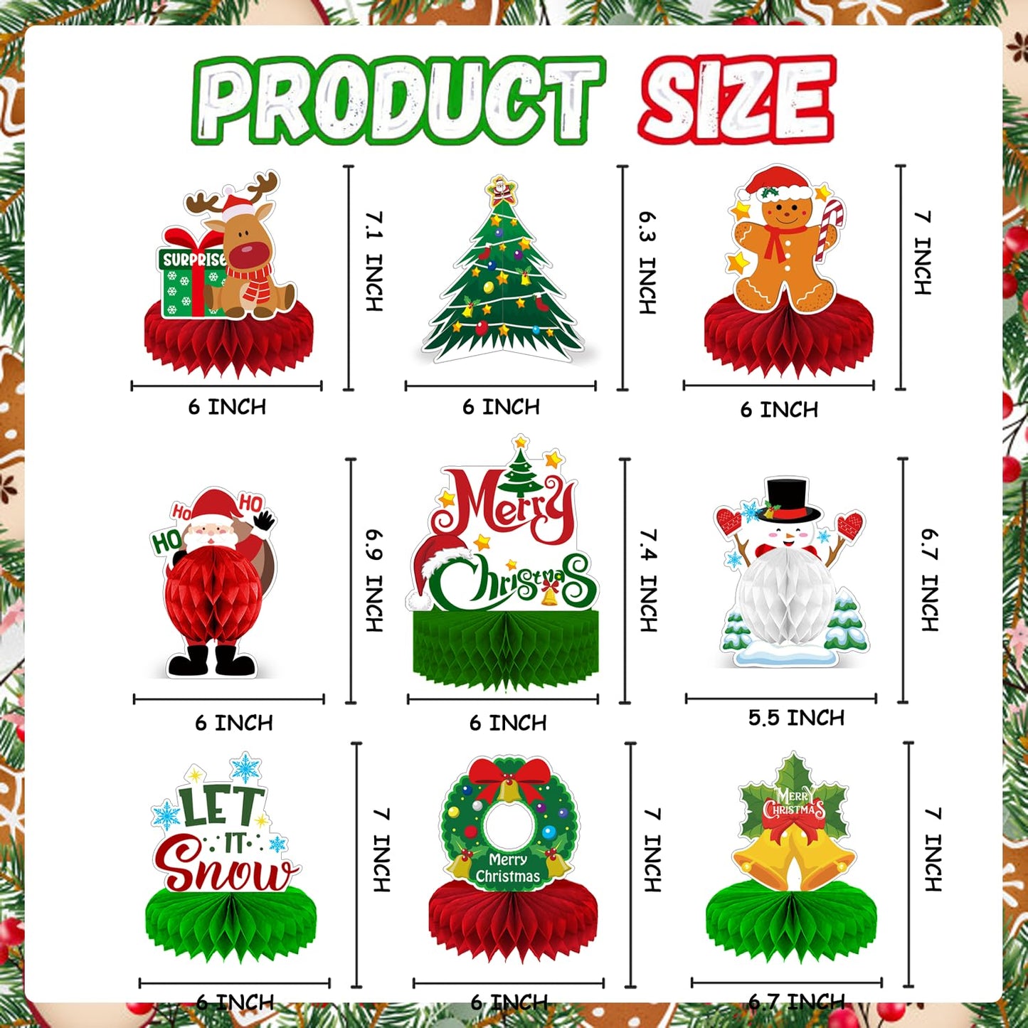 Christmas Table Decorations - Christmas Centerpieces for Tables, Christmas Table Centerpieces for Christmas Party Decorations, 9Pcs