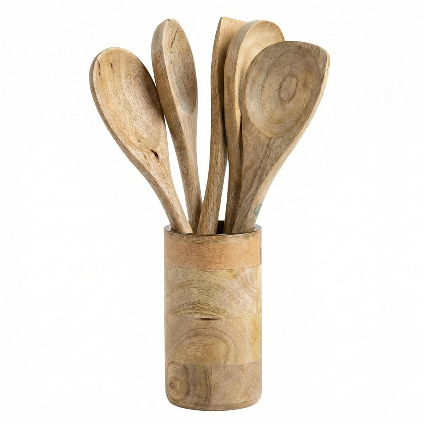 THE ART BOX Wooden Spoon Holder for Kitchen Countertop – 6 Inch Acacia Wood Utensil Holder for Spatulas, Cooking Spoons, Ladles – Farmhouse Kitchen Organizer