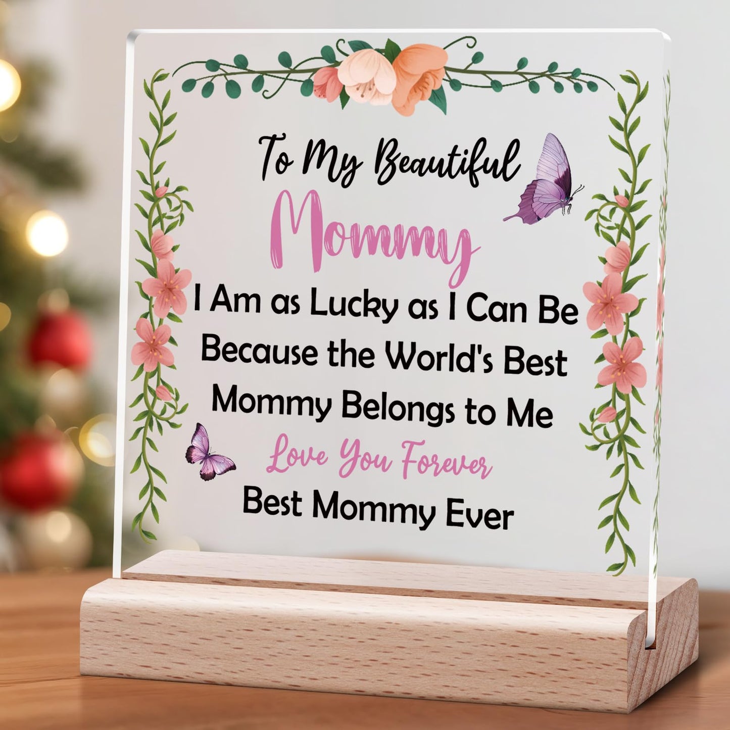 Mom Birthday Desk Decorative Sign from Daughter Son Mother Acrylic Plaque Christmas Desk Sign for Mom Mommy Gift for Mothers Day Mother Acrylic Decor from Daughter Son Mommy Thanksgiving Birthday Gift
