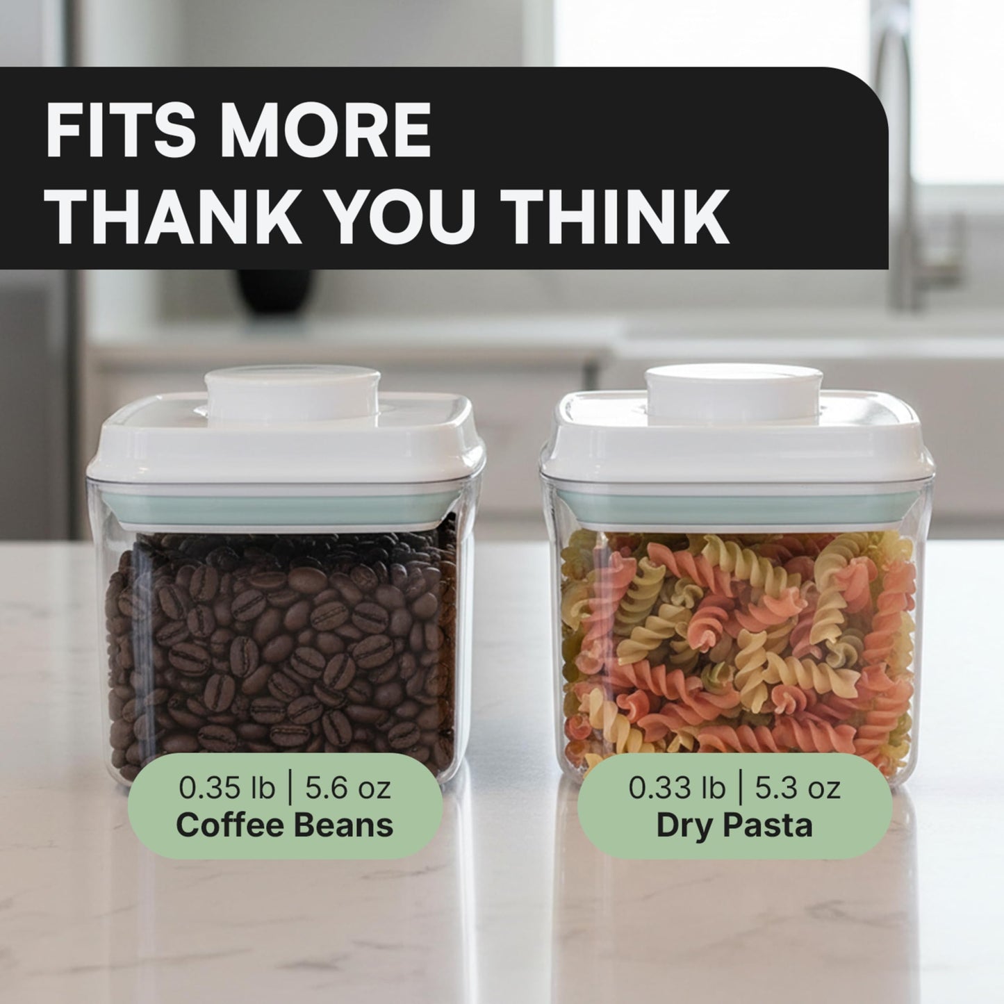 Bop Top Airtight Food Storage Containers with Lid 2 Cups / 16 oz | Kitchen Canister Sets | Air Tight Pantry Container | Pop Top Dry Food Storage Containers for Snacks, Sugar, Flour, Baking, Pasta