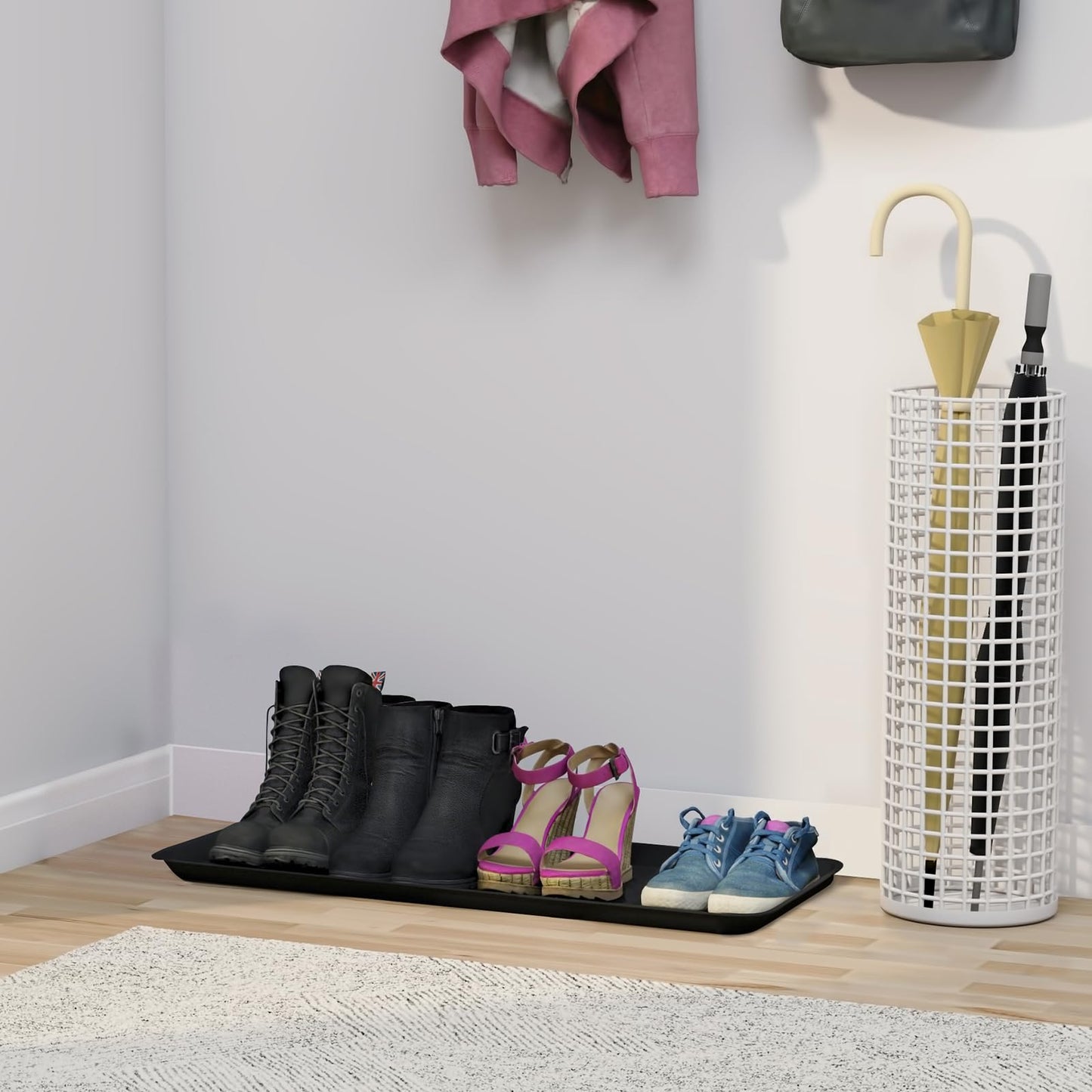 Matace 1 Pack Rubber Large Boot Tray for Entryway,Long Shoe Tray,Slim Boot Mat for Indoor and Outdoor Use, 16x40 in (Pack of 1)