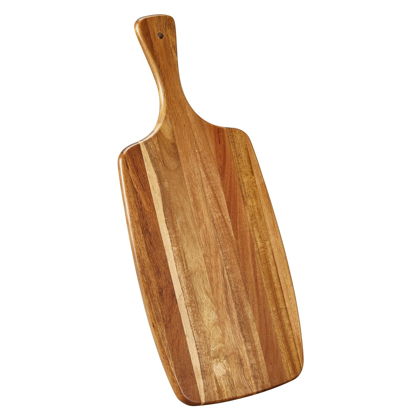 TEIBVG Acacia Wood Cutting Board and Cheese Board with Handle for Braed, Chopping Board, Meat, Fruits and Charcuterie - Decorative Wooden Serving Board for Kitchen, 17x7 Inch