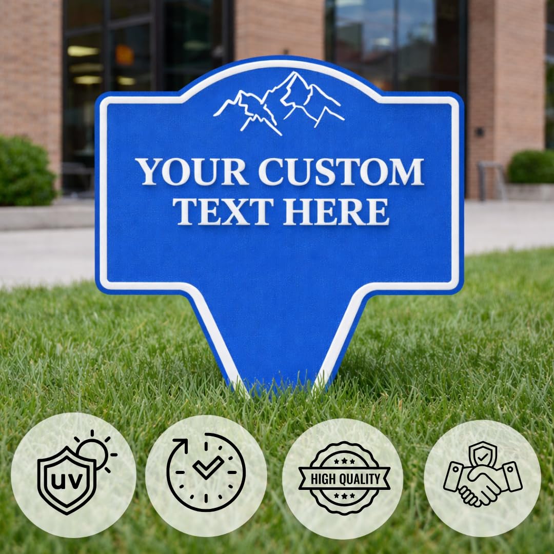 Custom Yard Stake Sign – Personlized Text, 8"x10"–11"x13", Safety Notices, Delivery Instructions, Children at Play, Pet Warnings, Easy Ground Install, Weatherproof PETG, Made in USA