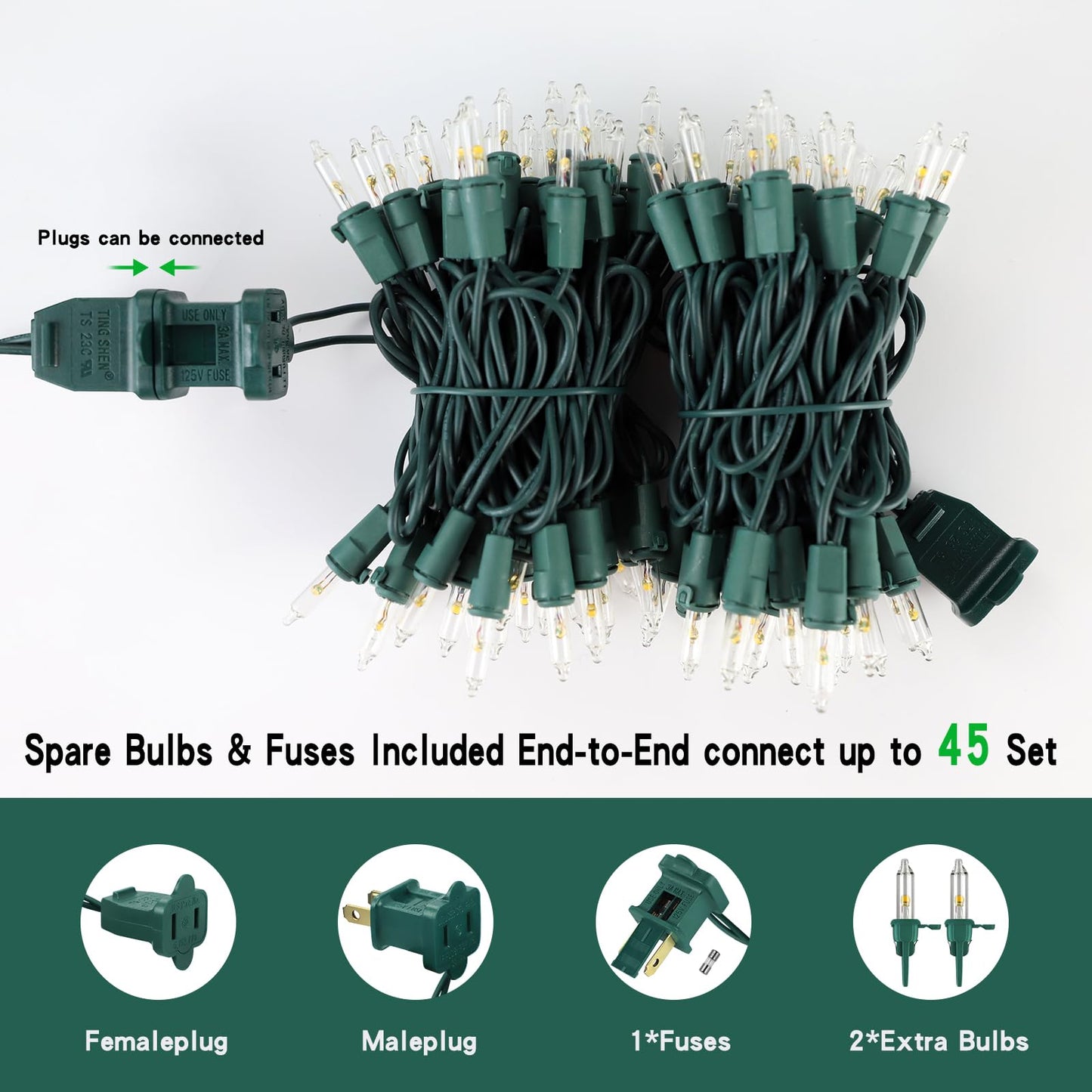 SUPHONOR LED Christmas StringLights 20FT 100 Count, Mini Waterproof Christma String Lights, Warm White Mini LED Lights Plug in, Outdoor Christmas Lights for House, Tree Lights for Patio Garden Porch